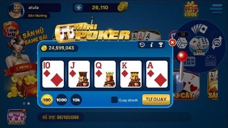 Luật chơi mini poker tại win79