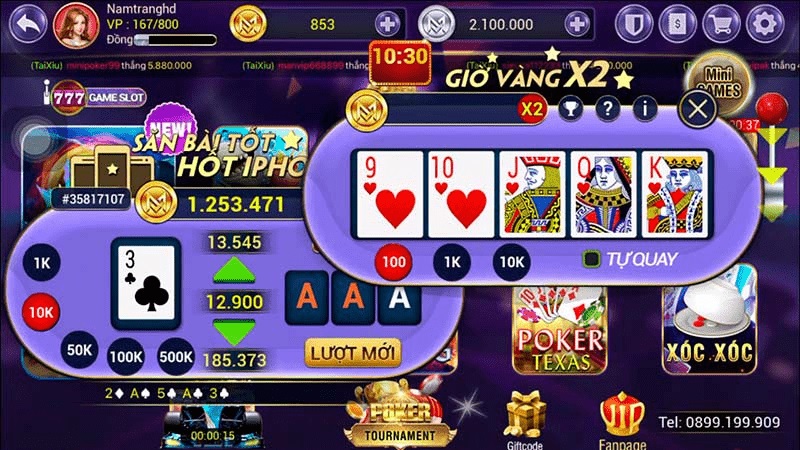 Các tổ hợp chiến thắng mini poker tại win79